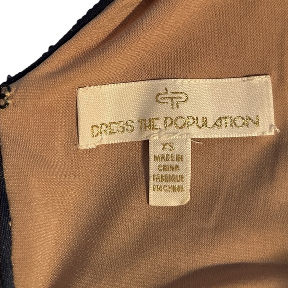 Dress The Population Nordstrom Emery Midi Dress Navy Sequin Long Sleeve Size XS - Picture 8 of 12